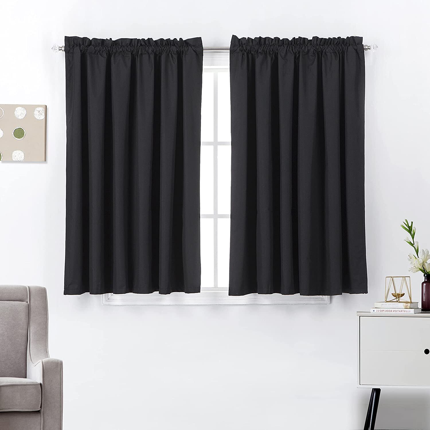 2 PC Thermal Insulated 100% Blackout Rod Pocket Window Curtain Panel Drapes Set