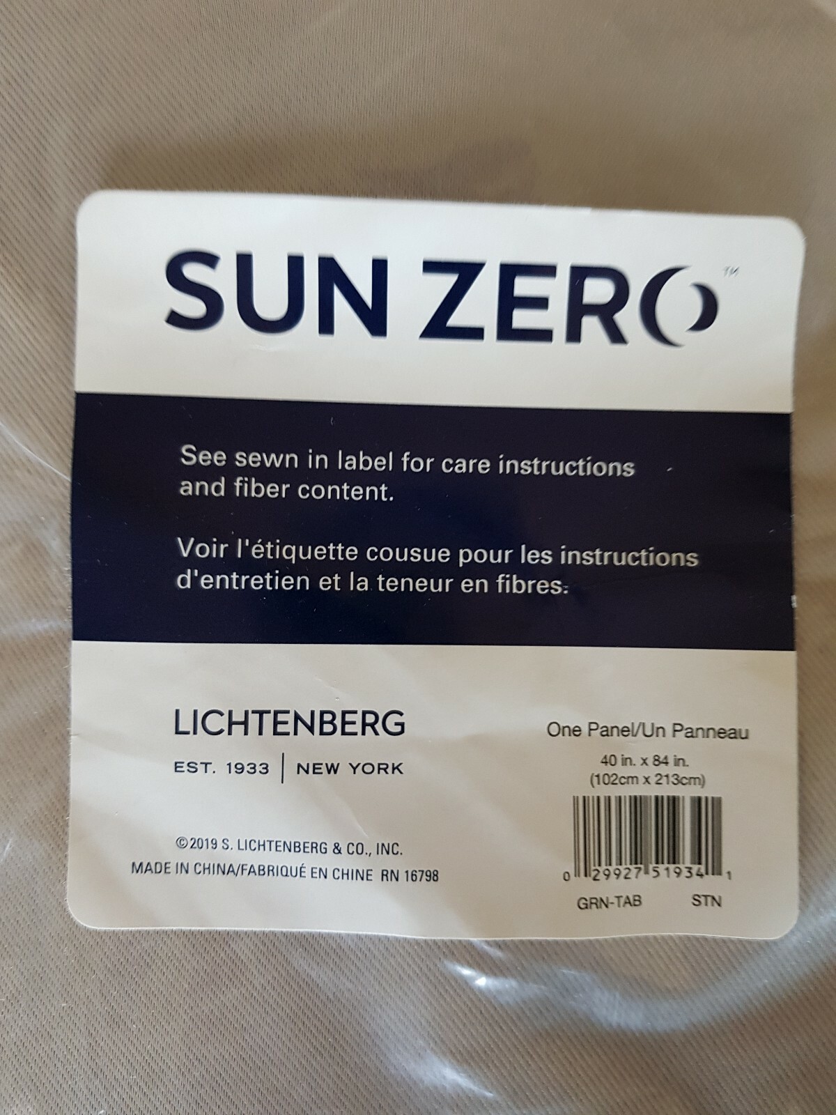 Sun Zero Lichtenberg New York One Curtain Panel in Stone 40″ X 84″ New