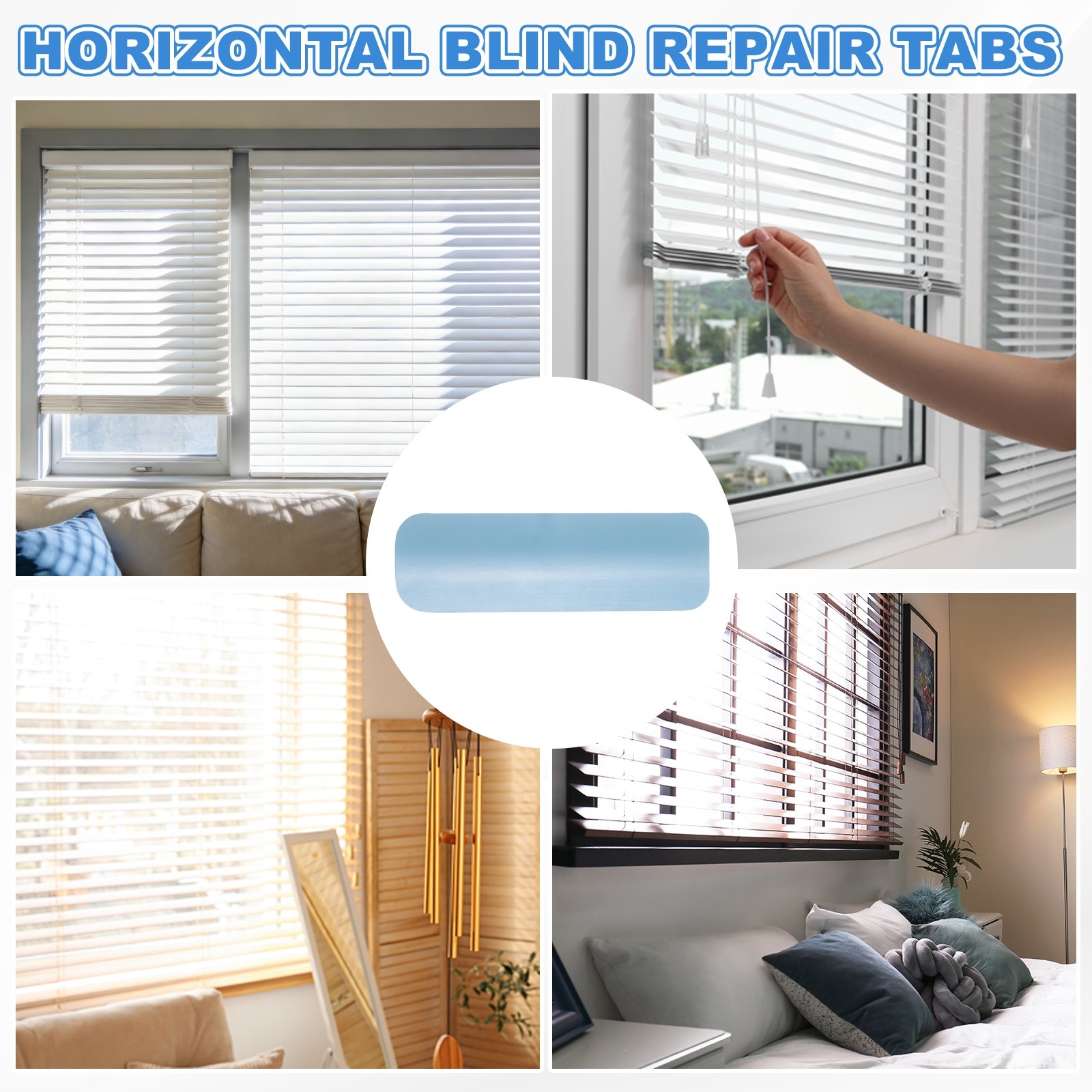 8Pcs Horizontal Blind Repair Tabs, Blind Replacement Slats (1″ W x 3″ L, Blue)