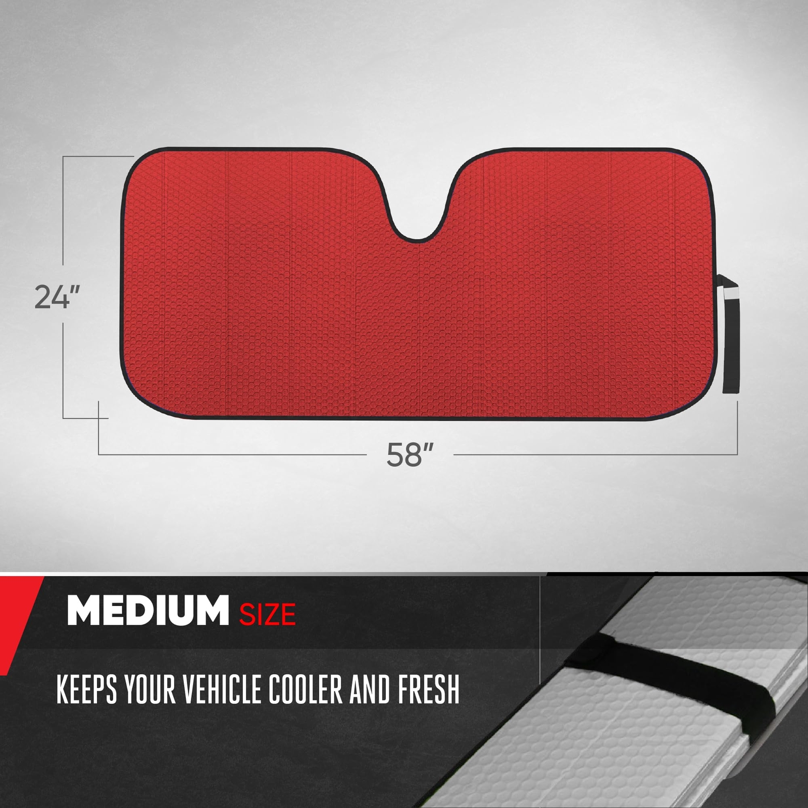 Red Windshield Sun Shade Protector Fit Most Vehicles Uv Blocking Accordion De…