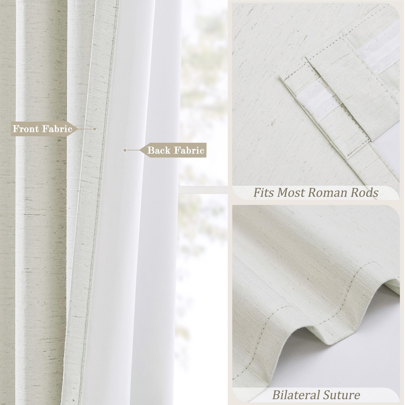 Blackout Curtains 54 Inch Long for Kitchen, Natural Beige 2 Panels