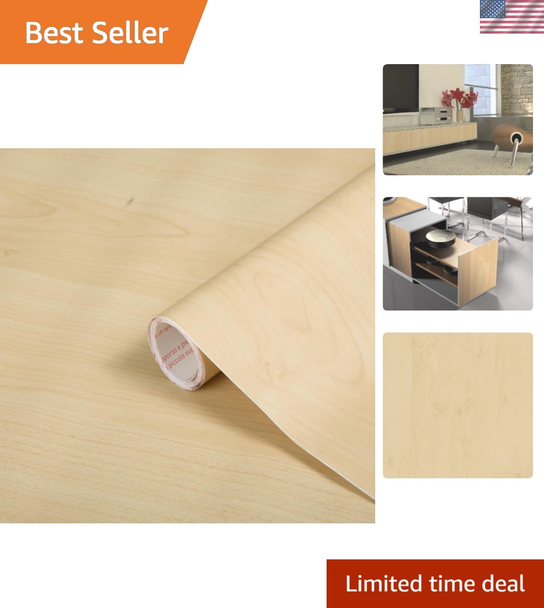 Transform Your Home with Maple Wood Self-Adhesive Film – Water-Resistant 17”x78”