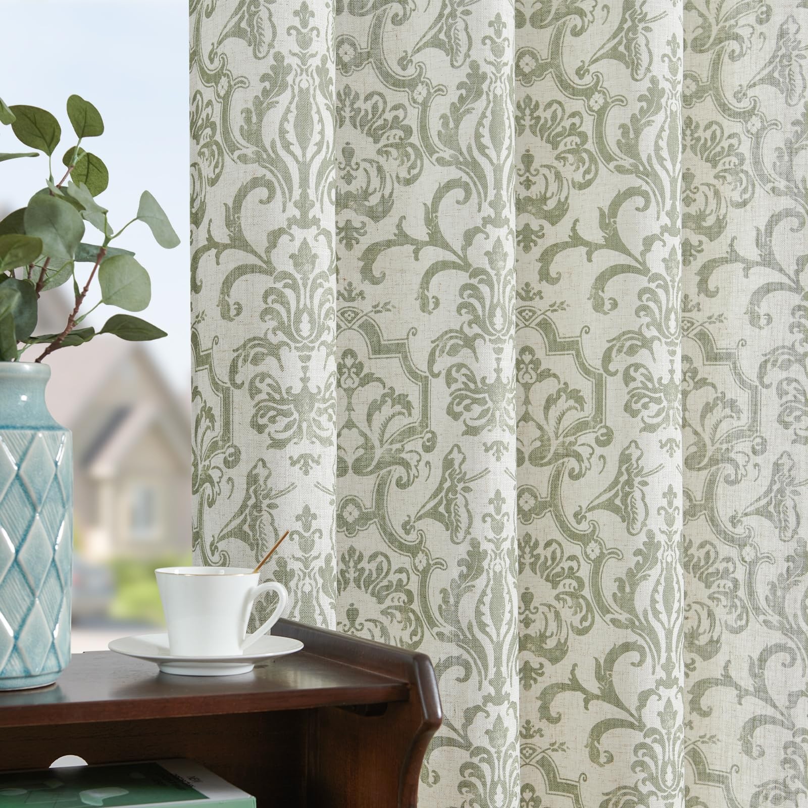 Jinchan Curtains Bedroom Light Filtering Curtains 90 Inch Length 2 Panels Set