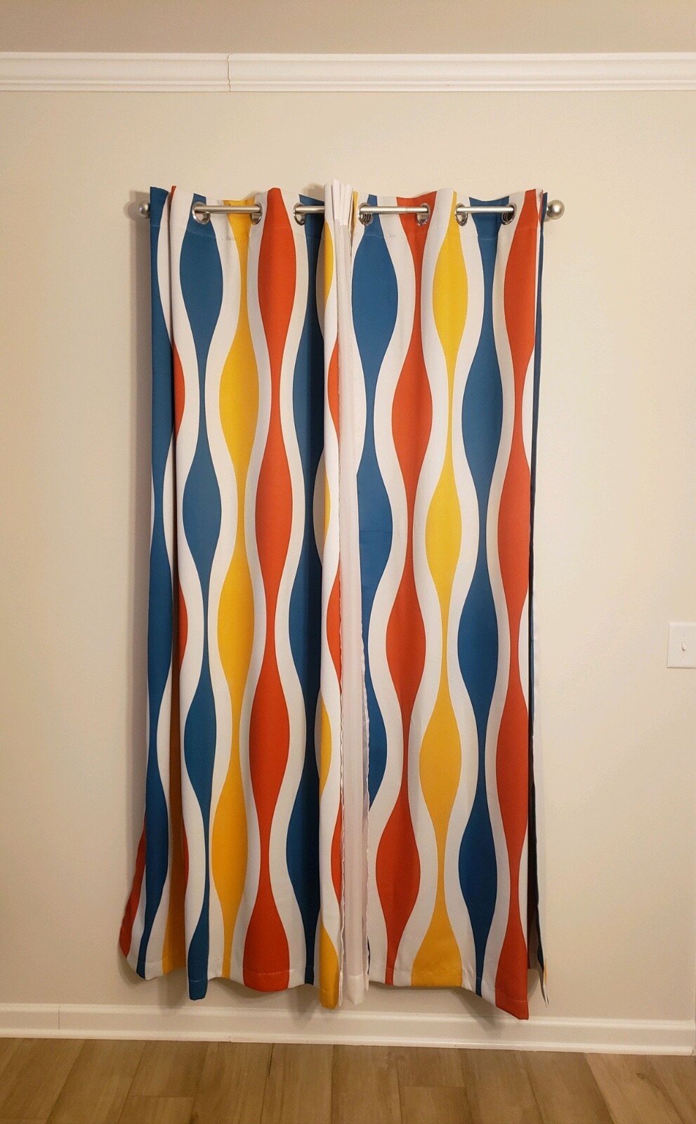 Multicolor Wave Grommet Blackout Curtains 52”W x 63“ L 2 Panels Set
