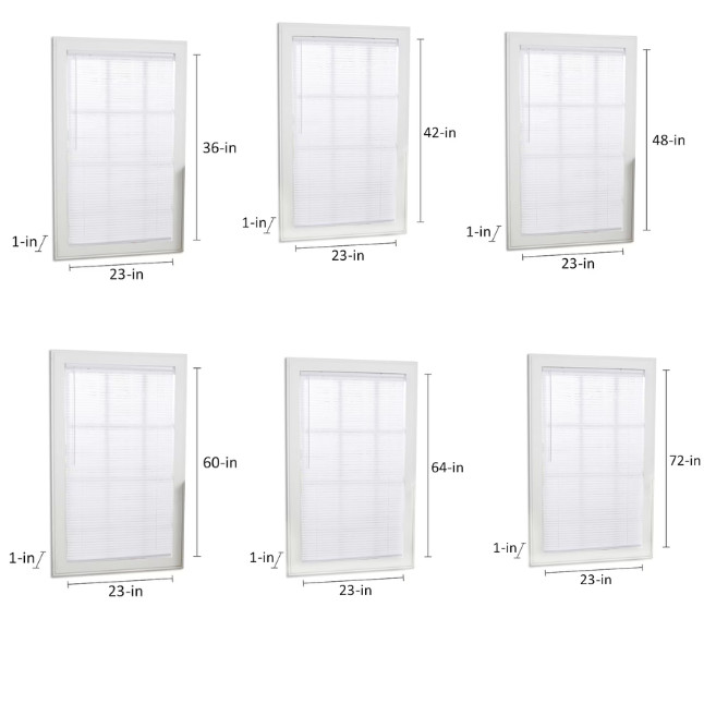 Cordless 1″ White Vinyl Mini Blinds Light Filtering Window Shades Multiple Sizes