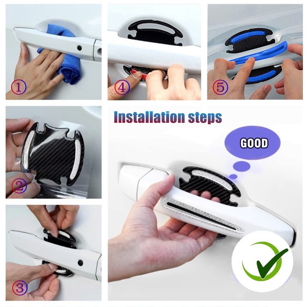 8pcs Universal 3D Carbon Fiber Texture car Door Handle Door Bowl Paint Scratc…