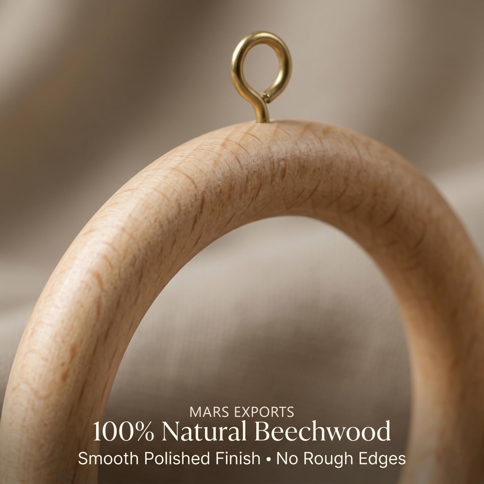 100pcs 3 Inch Wooden Curtain Rod Rings for 1.75in Rod – Beech Wood 2.2in Inner