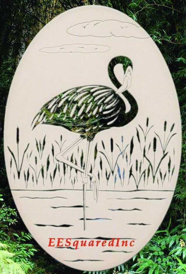 FLAMINGO STATIC CLING WINDOW DECAL New Oval 8×12 Tropical Bird Decor Left Facing