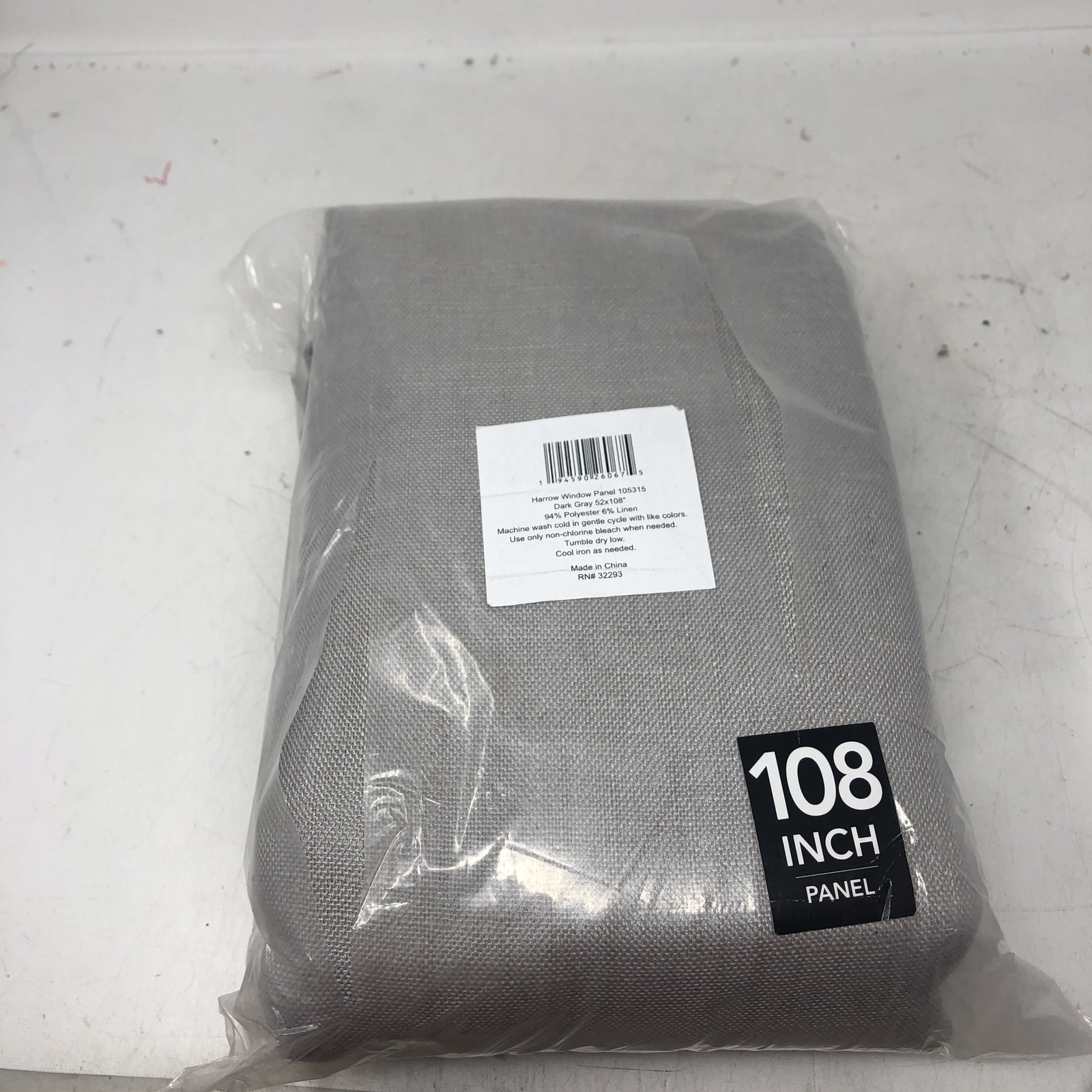 Harrow Window Panel Curtain 105315 Dark Gray 52 x 108″