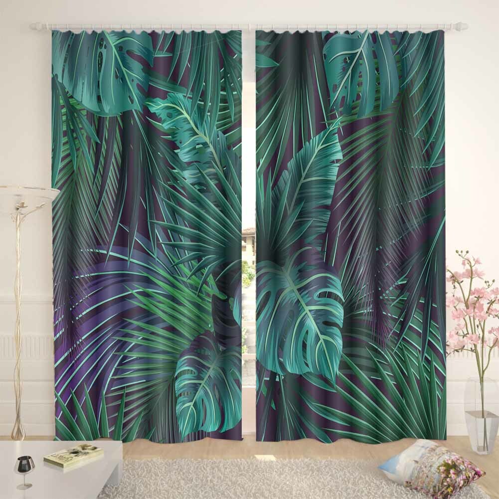 Purple Progress Leaf 3D Curtain Blockout Photo Printing Curtains Drape Fabric