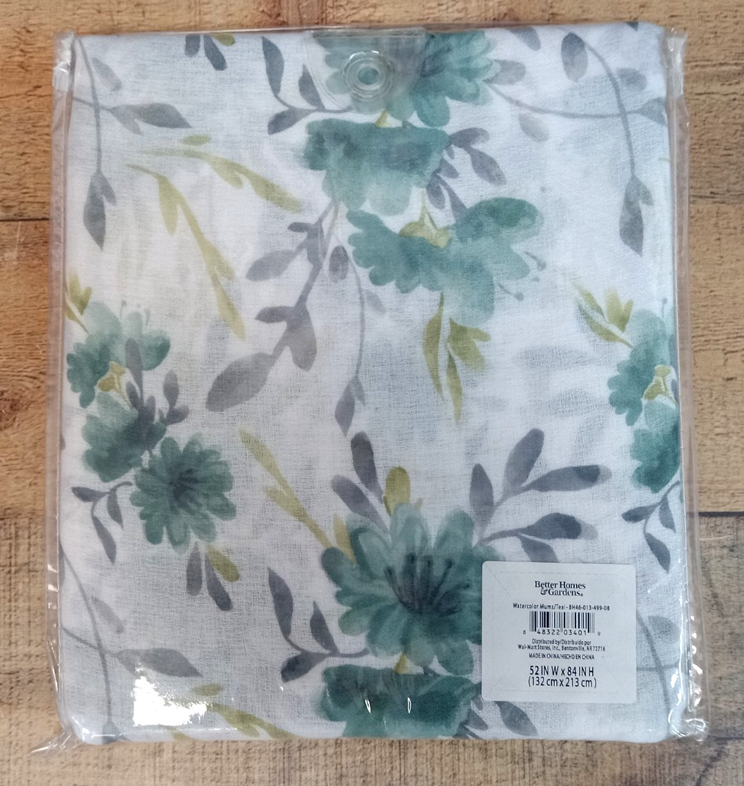Better Homes & Gardens Watercolor Mums Sheer SINGLE Curtain Panel – 52” x 84”