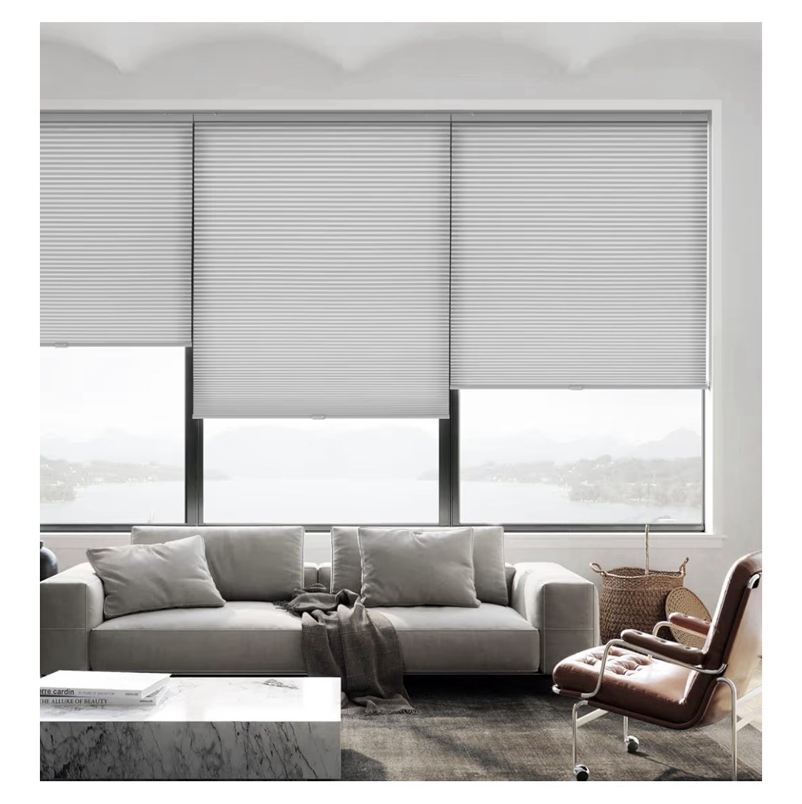 LazBlinds Cordless Cellular Shades, Light Filtering Honeycomb for Home 43×64