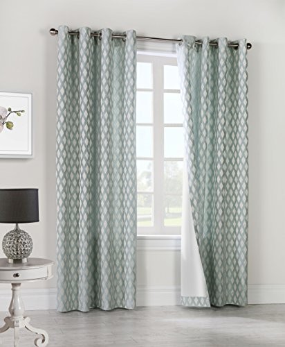 Thermalogic 71452-109-84-692 Criss Cross 84 Woven Jacquard Curtain Panel Blue