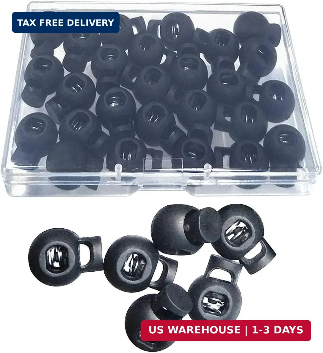 25 PCS Adjustable Ball Cord Lock Round Toggle Stopper Stop Rope Toggle