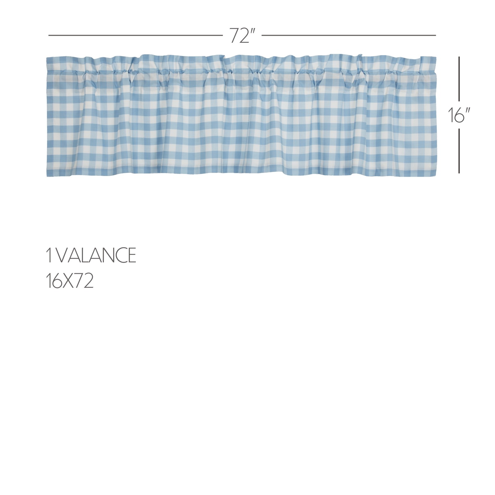 Annie Buffalo Check Blue Set (1 Valance 16×72 ; 2 Tier 24×36) VHC Brands