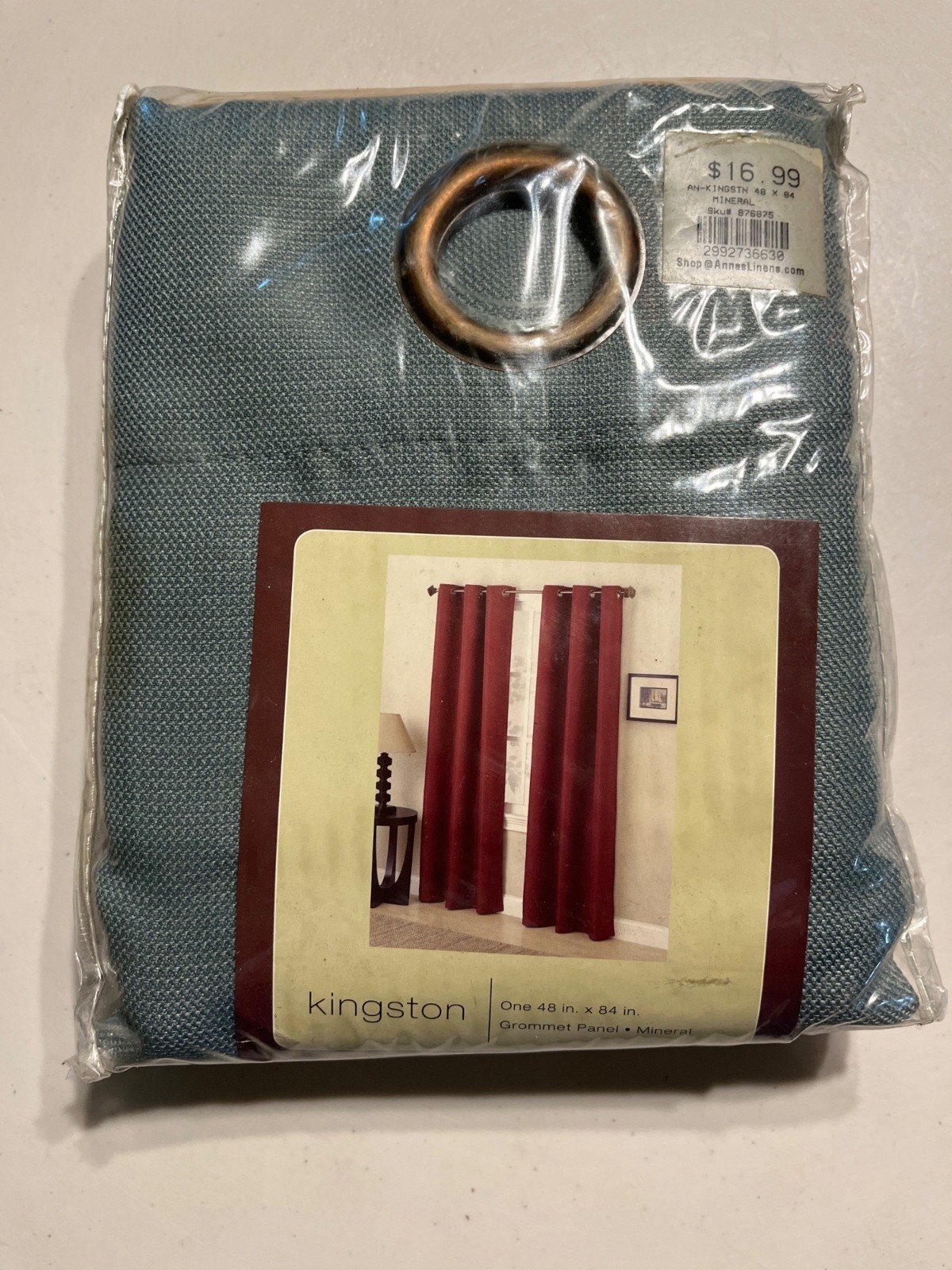 Kingston Textured Mineral Blue 48″x84″ Grommet Curtain Panel For Modern Homes