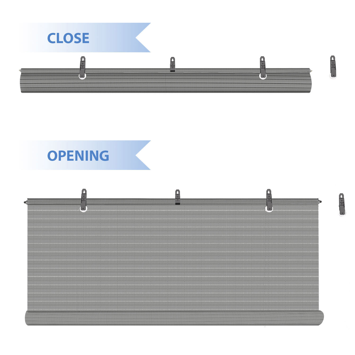 Gray Roller Shade Roll up Shades Outdoor Patio Porch Pergola Balcony Backyard