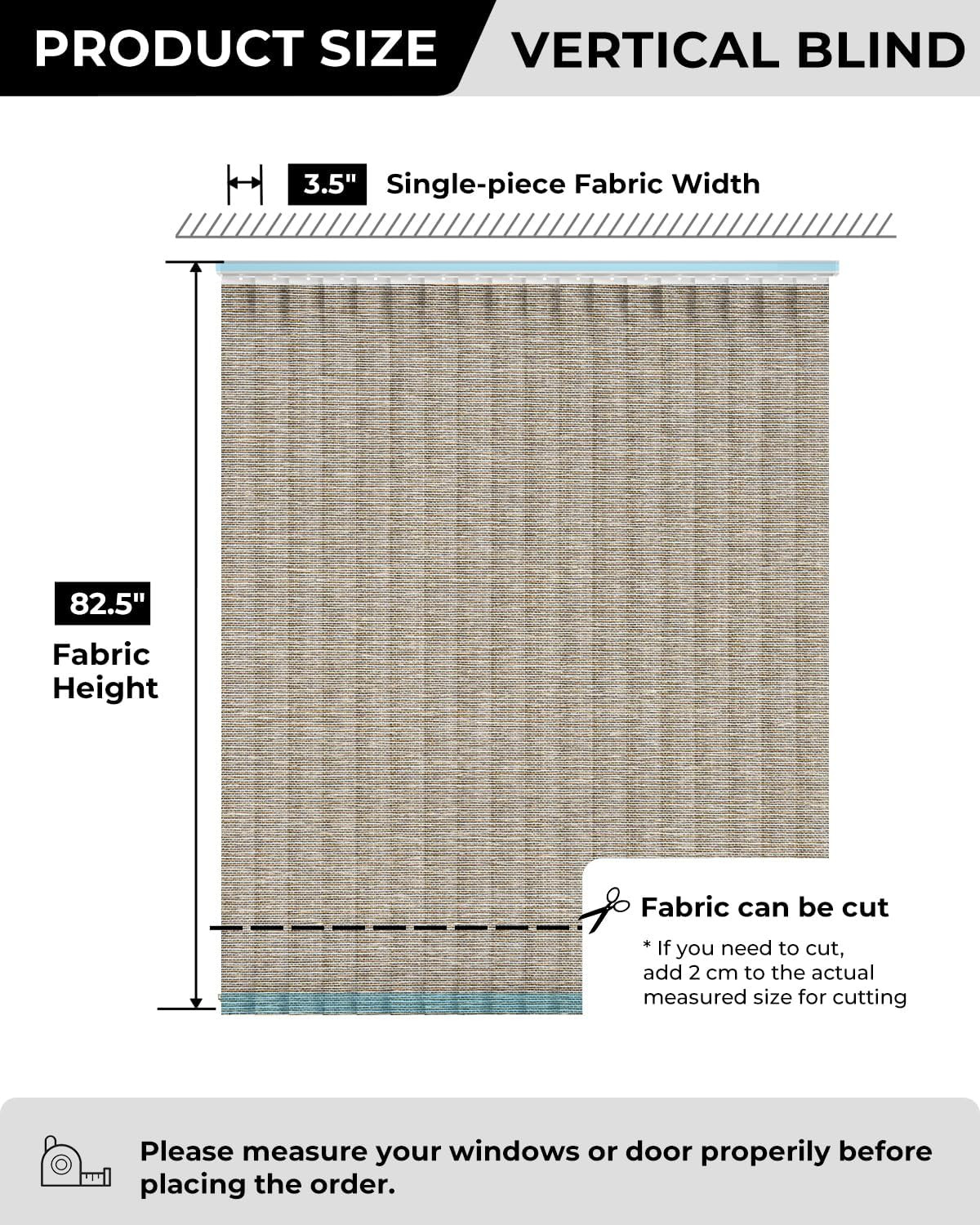 Vertical Blind Replacement Slats, 3.5×82.5 In, Light Brown | Light Filtering Mat