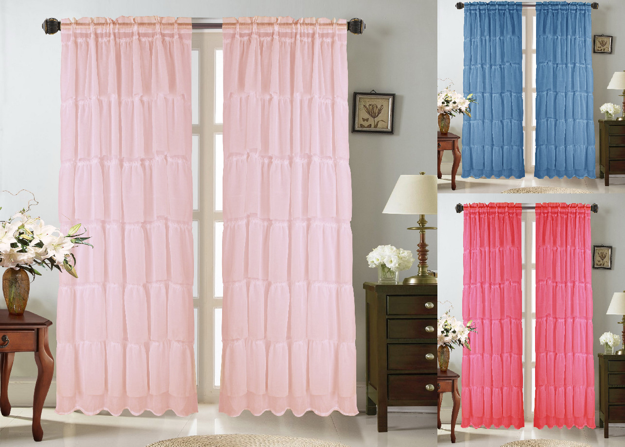 1PC VOILE SHEER CRUSHED RUFFLE WINDOW DRESSING CURTAIN PANEL STANDARD LENGTH