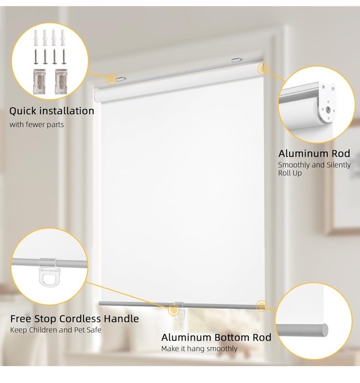 ChrisDowa 100% Blackout Roller Shade, Window Blind with Thermal Insulated, 40*72