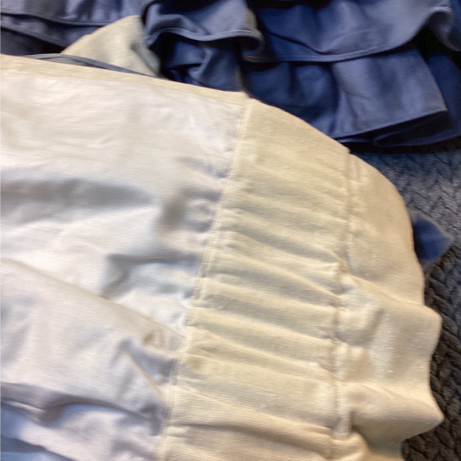 Handmade Ruffled Window Valance Set 6pc Cream Blue Cottagecore Farmhouse Country