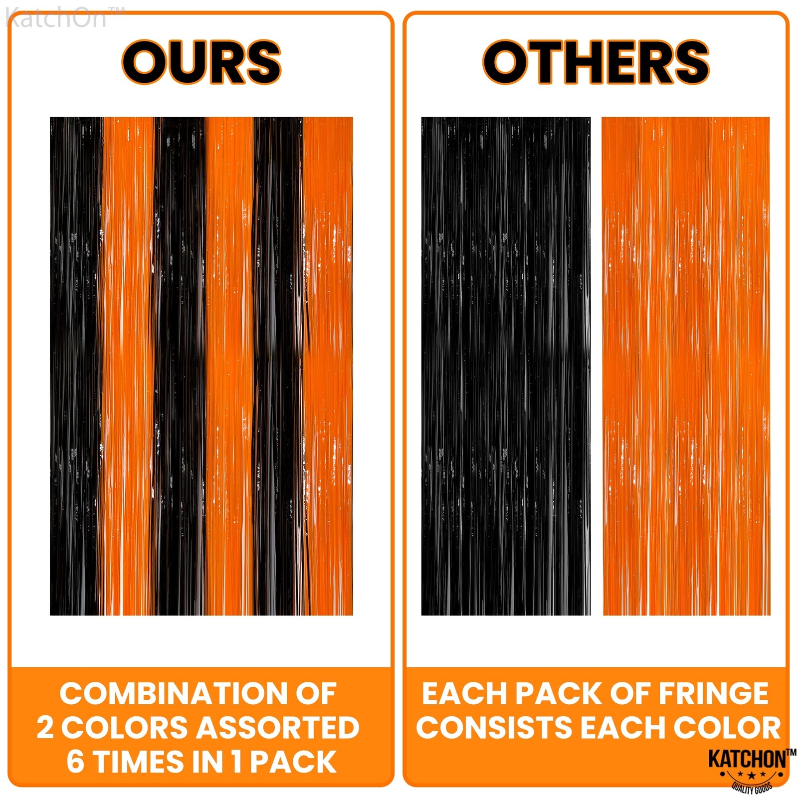 KatchOn, Black and Orange Foil Fringe Curtain – XtraLarge 3.2×8 Feet, Pack of…