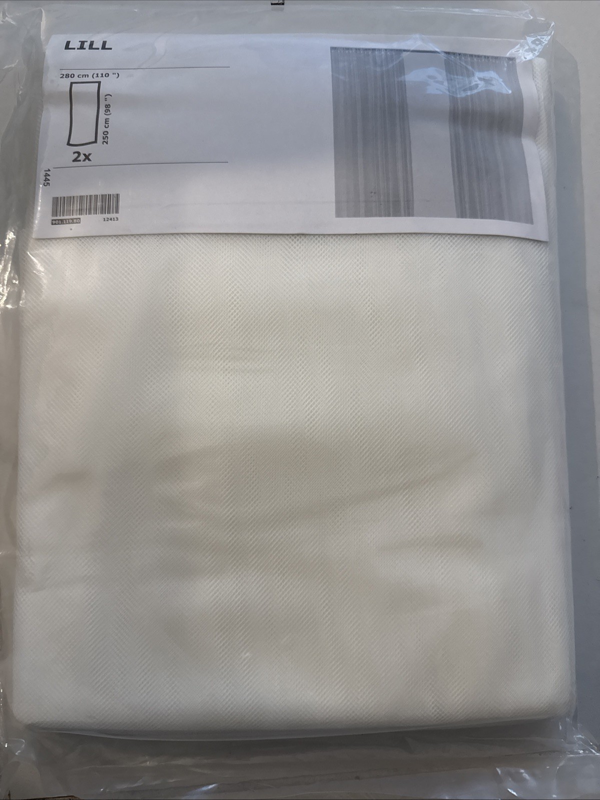 IKEA LILL Sheer Curtains White 2 Panels 280×250 cm (110×98”) Lightweight Drapes