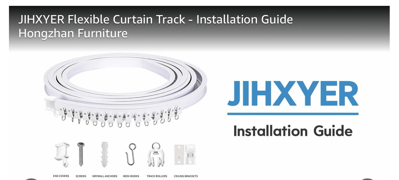 Flexible Bendable Ceiling Curtain Track, 9.8ft (3m) Curved, PVC, Metal