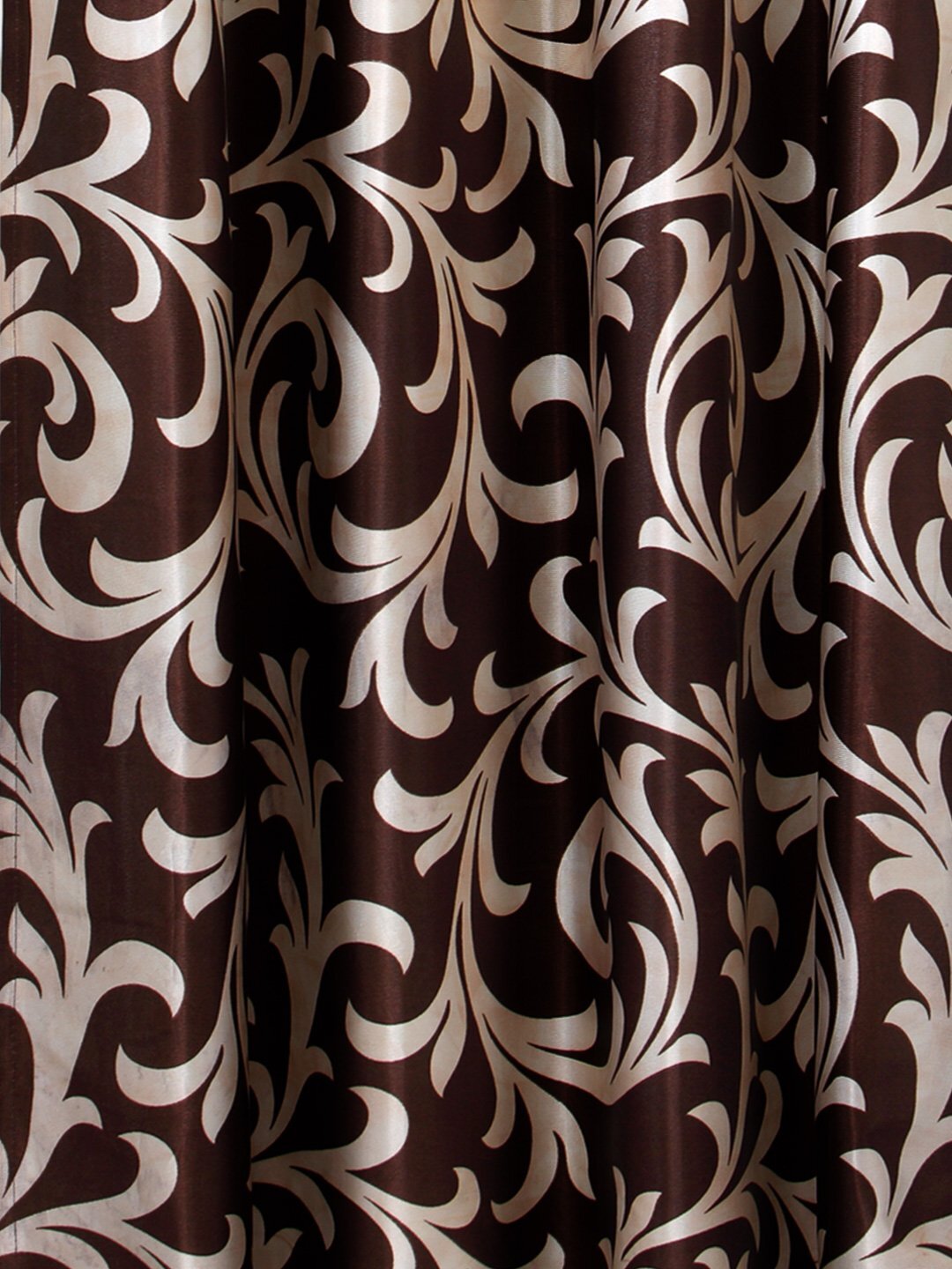 2 Piece Polyester Scroll Frill Door Curtain Brown 7ft