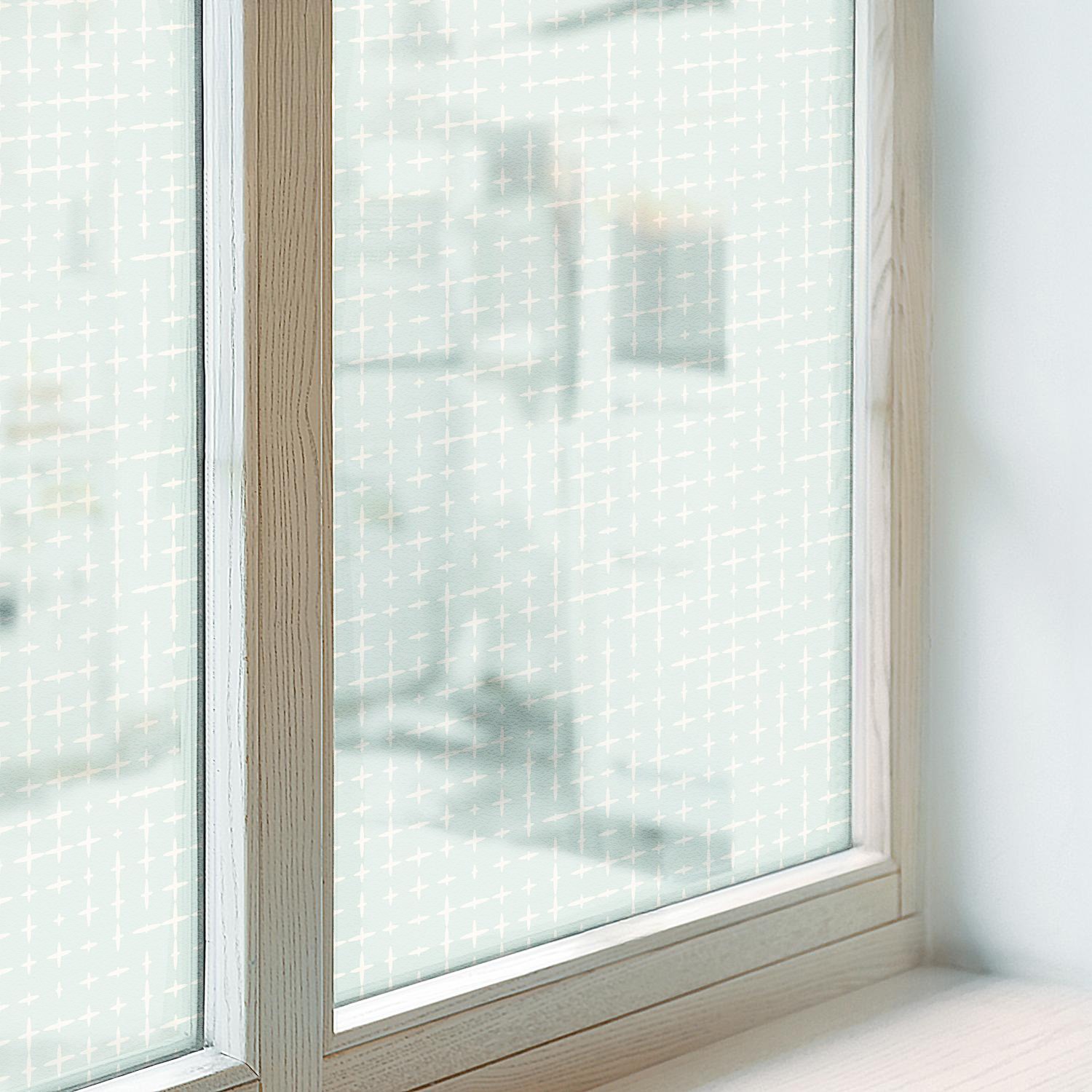 Glue-Free Static Cling Frosted Film Geometric Symmetry Textures Blue