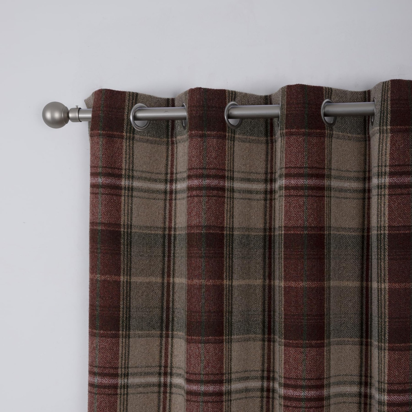 Always4U Woolen Look Plaid Curtains Modern Window Panels Christmas Red Green