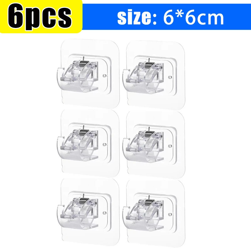 Self Adhesive Rail Hooks Nail-Free Curtain Clamp Rods Clips Hook Adjustable Show