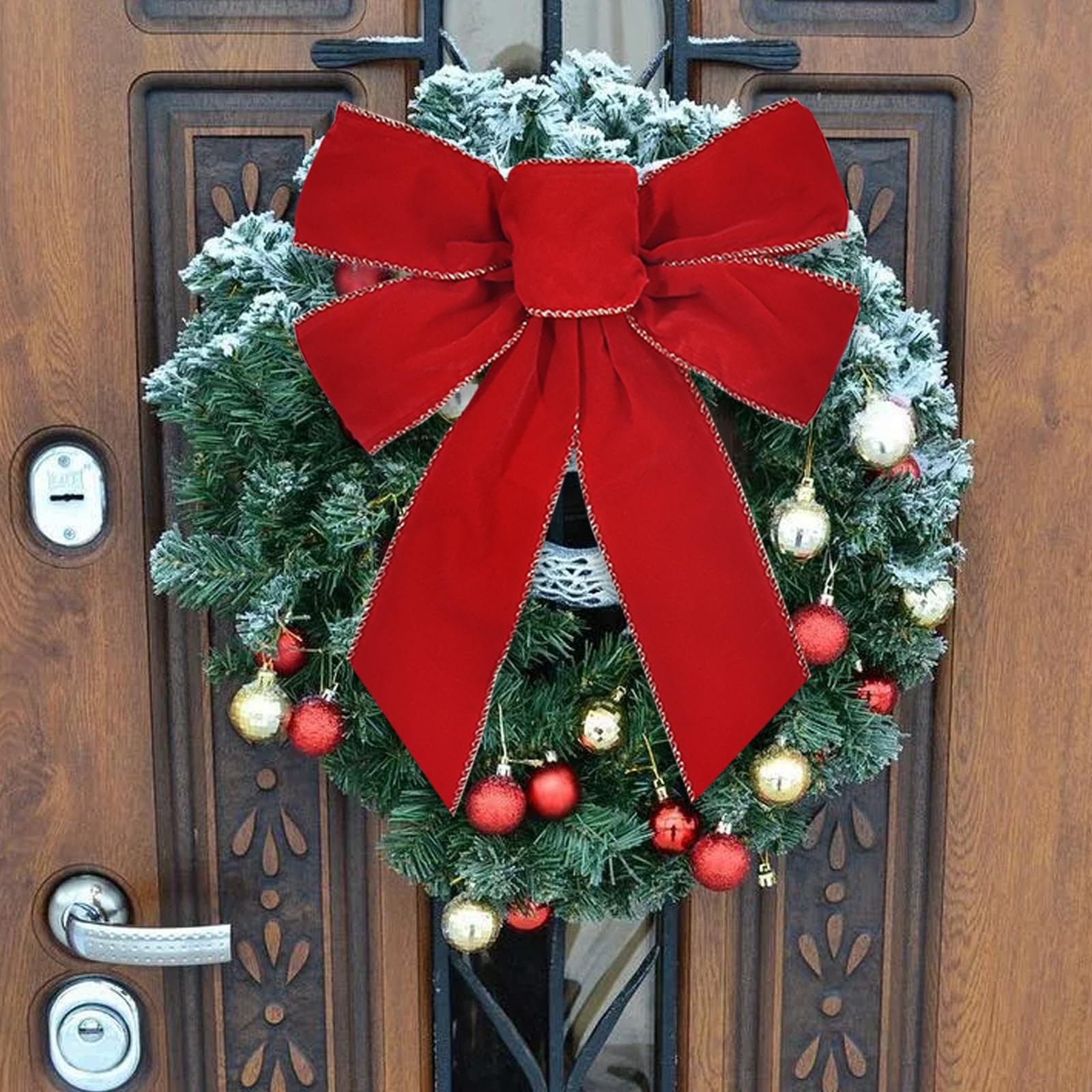 6 PCS Medium 9×12 Inch Velvet Bow Present Door Window Tree Party Decoration