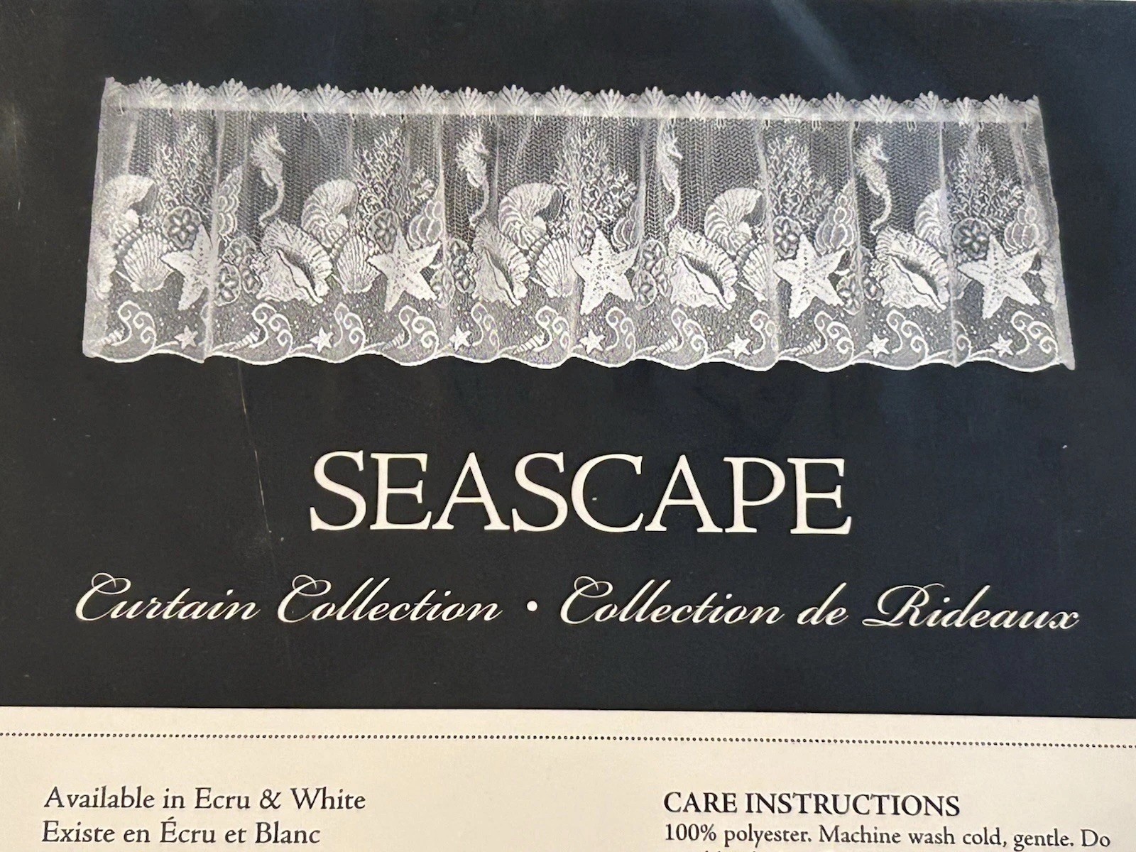 Heritage Lace Curtains Set: Seascape : 60×24 Tier, 60×14 Valance ..Ecru.. New
