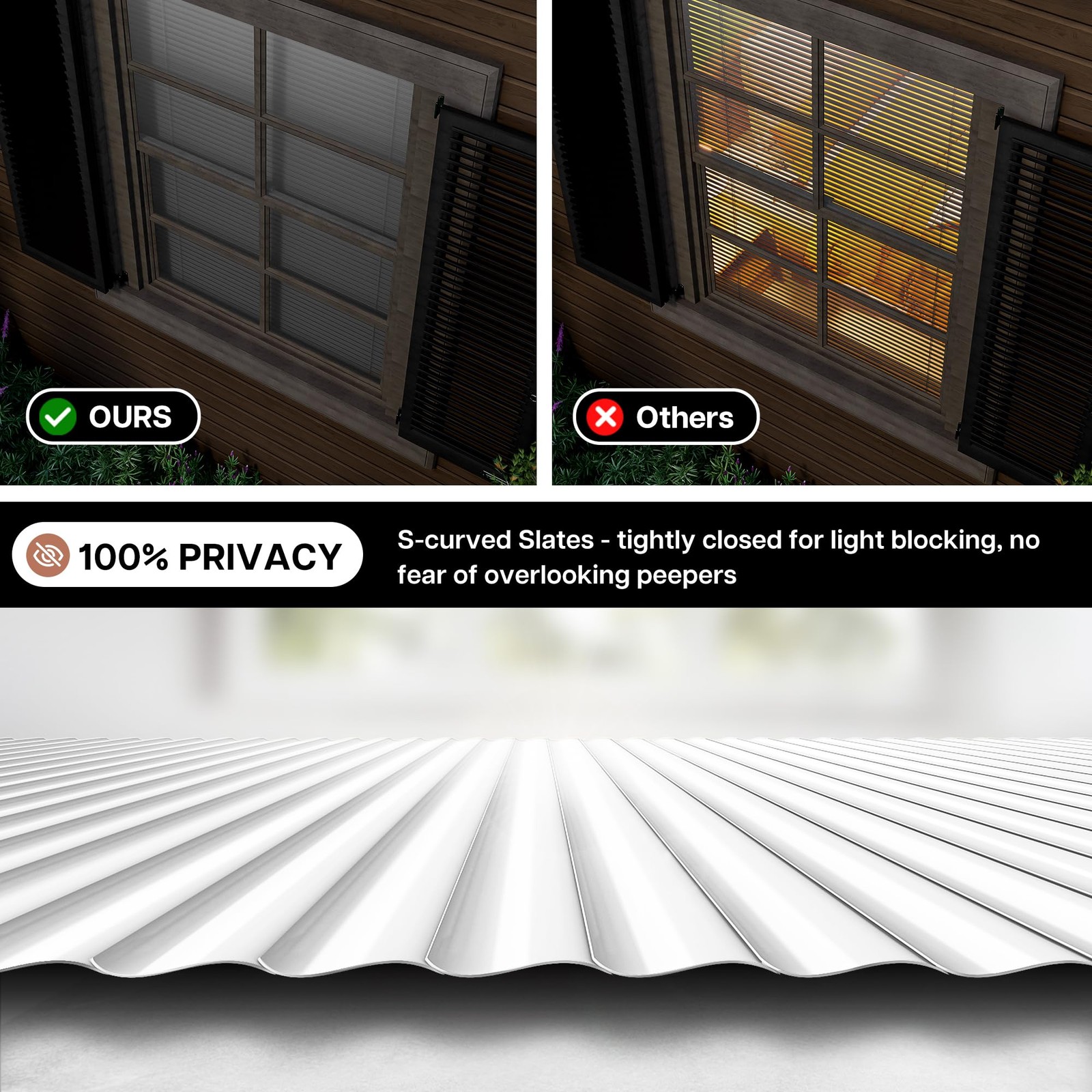 No Drill Cordless Mini Blinds, White 29″x48″