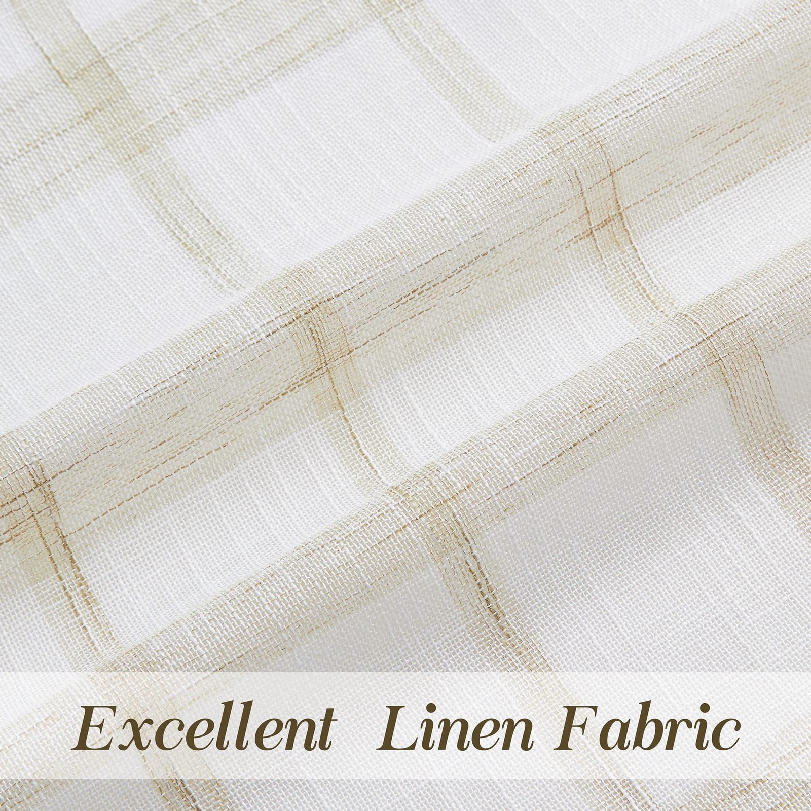 Tan and White Buffalo Plaid Curtains 84 Inch Long Farmhouse Gingham Checkered