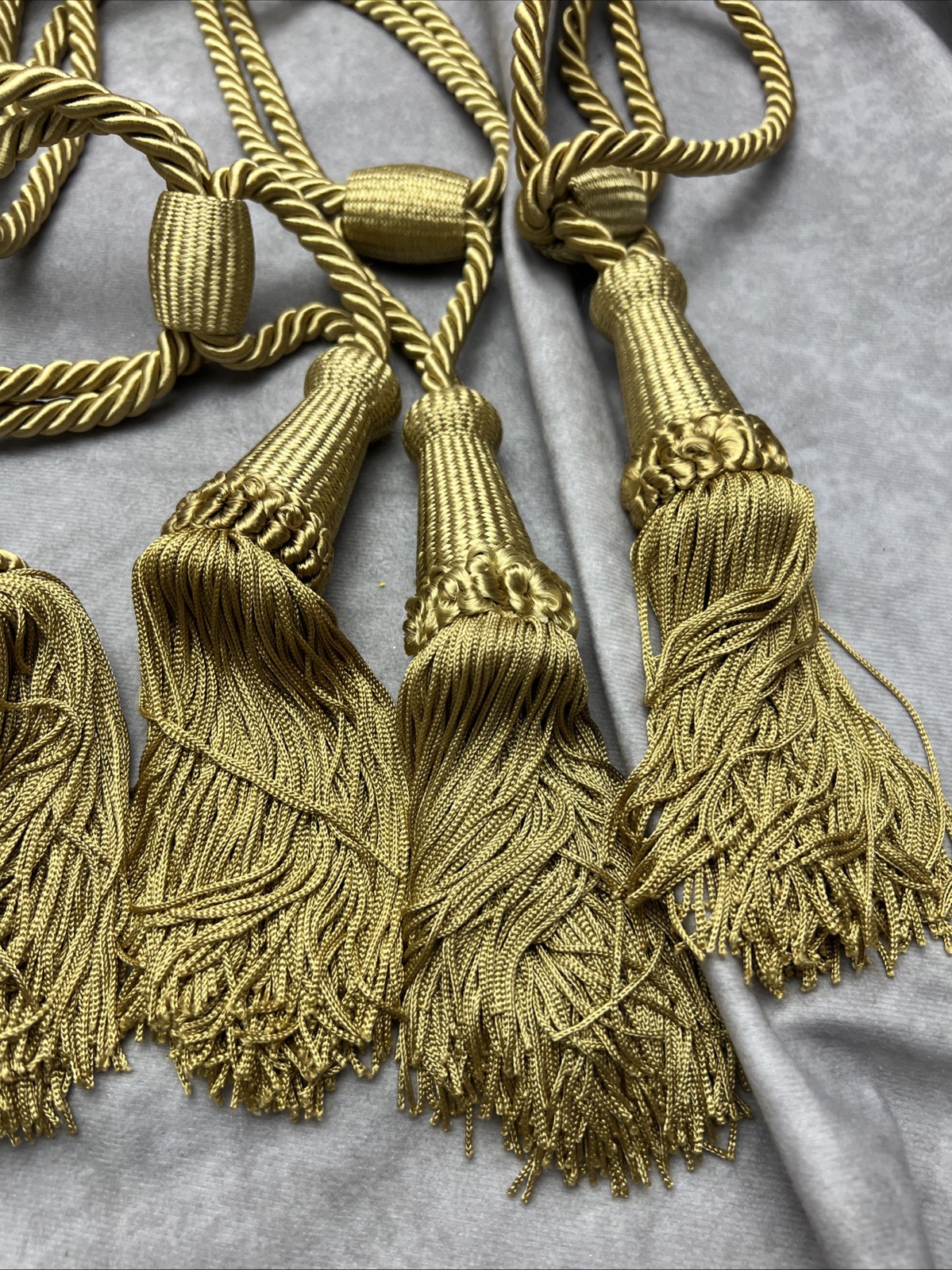 4 Conso Tassel Drop Harlequin Tie Backs Metallic Gold Made England B13