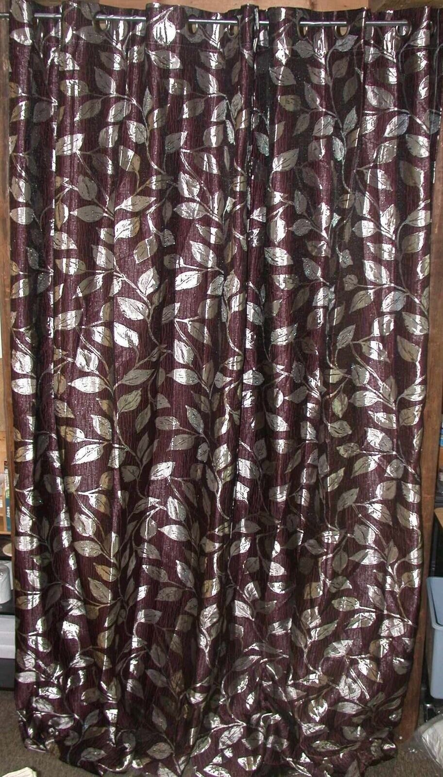 2 Panels Royal Tradn Charlotte Jacquard Drapes 52W x 108L Ea Panel Gold Brwn NEW