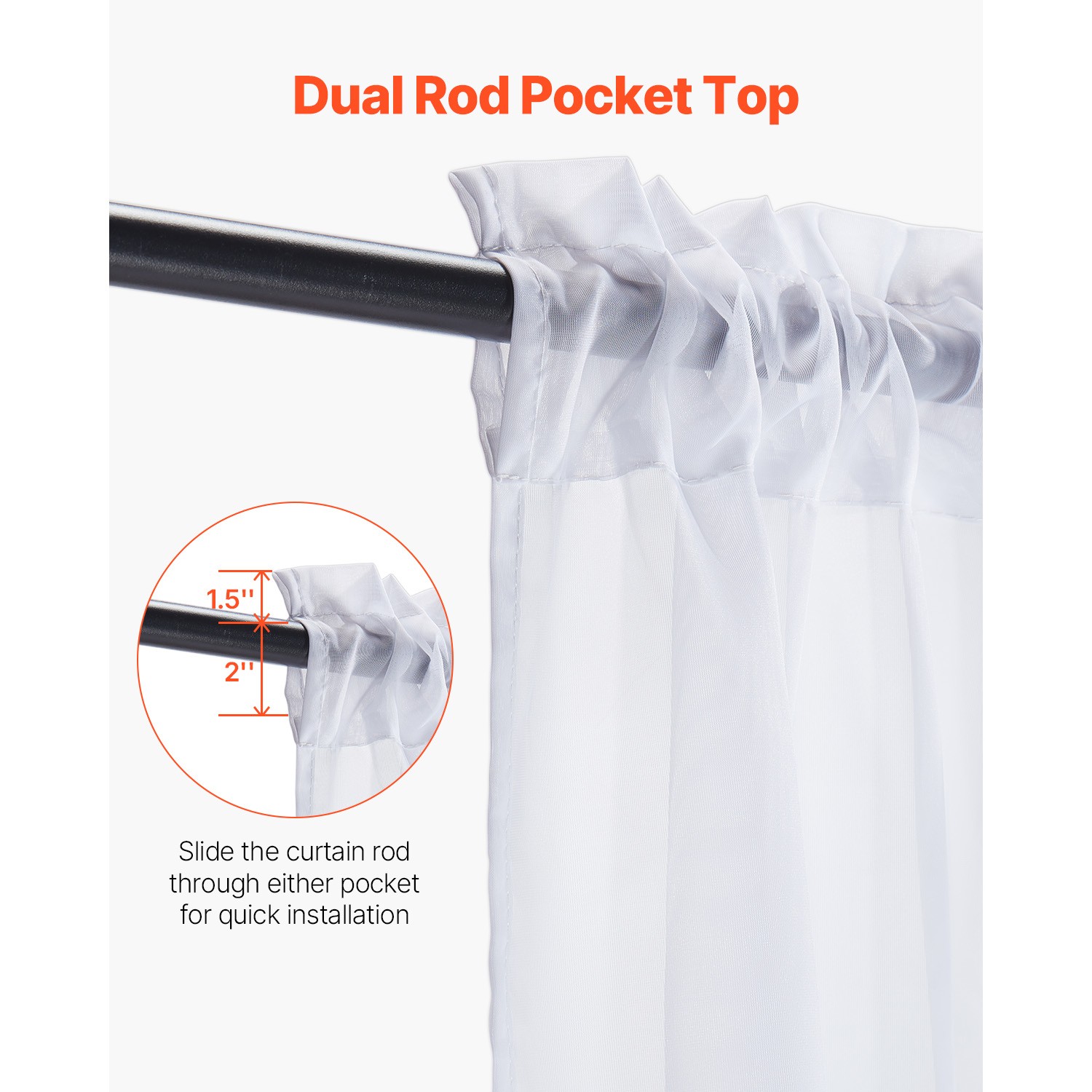 Uimoso 2-Panel Sheer Window Curtains, 52×84 Inches, Rod Pocket Design, Polyester