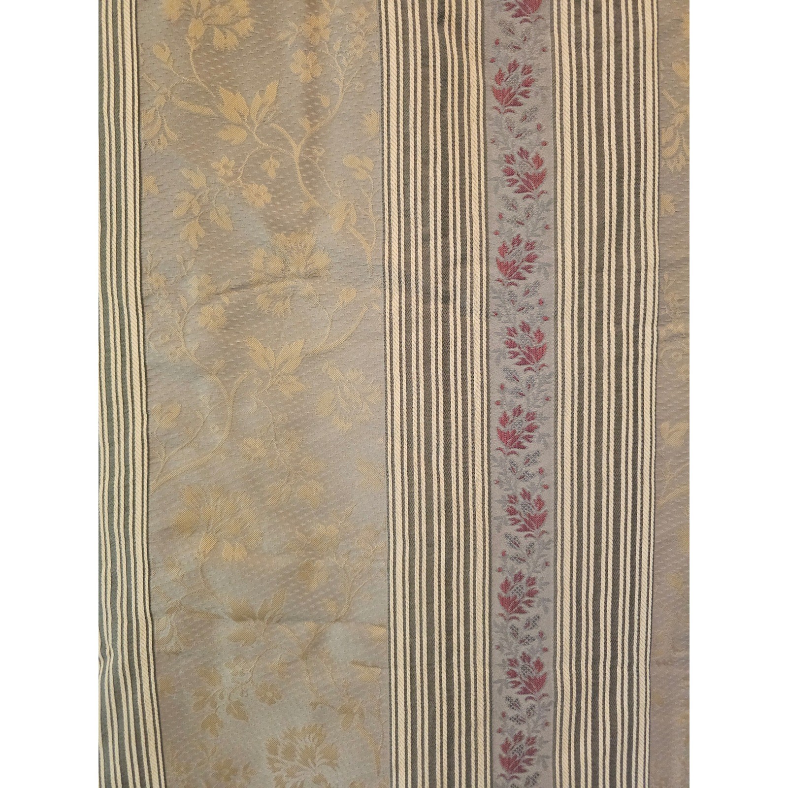 Vintage 90s Wamsutta Lined WindowCurtain Panel 80×84 Floral Damask Striped Taupe