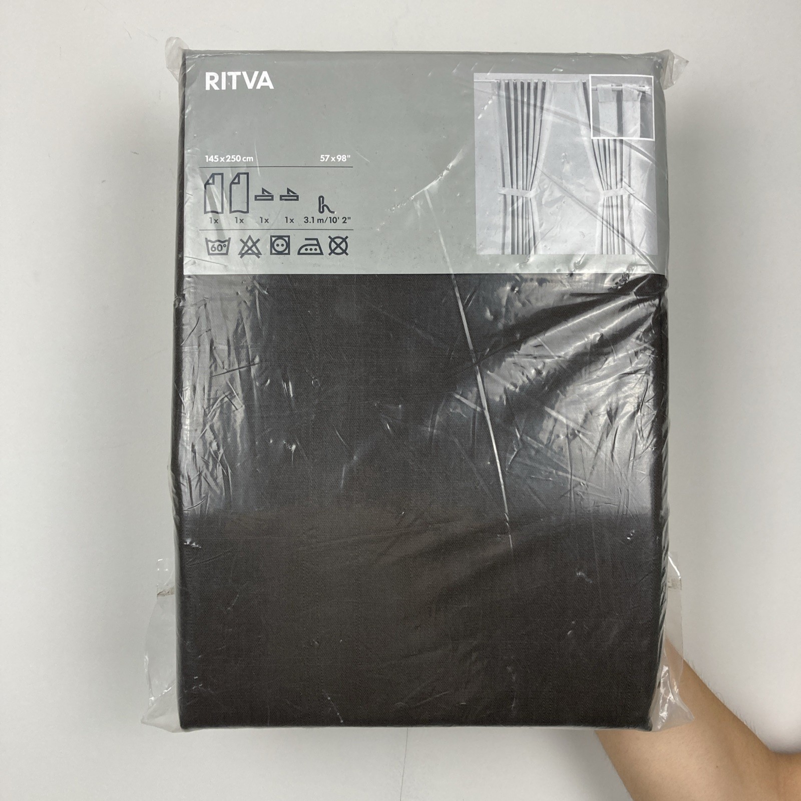 Ikea Brown Curtains 2 Panels (1 pair) RITVA 100% Cotton w/ Tie-Back 57″ x 98″