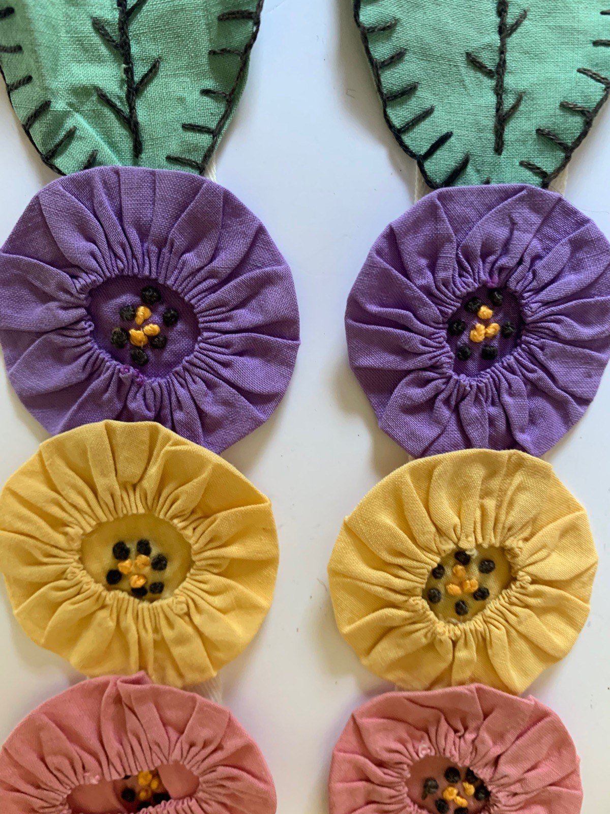 Vintage Flapper Boudoir Curtain Tie Backs 1930s Arts & Crafts Set 4- 22” Yo-yos