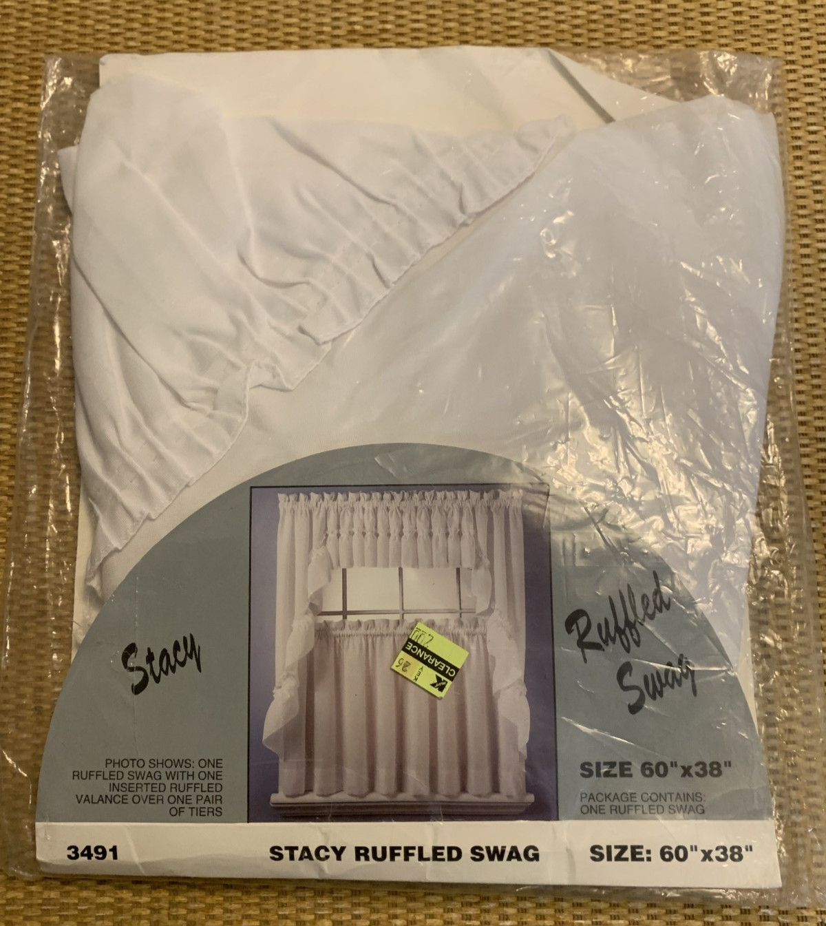 Vintage White Ruffled Swag STACY KMart USA 60″ x 38″ NEW