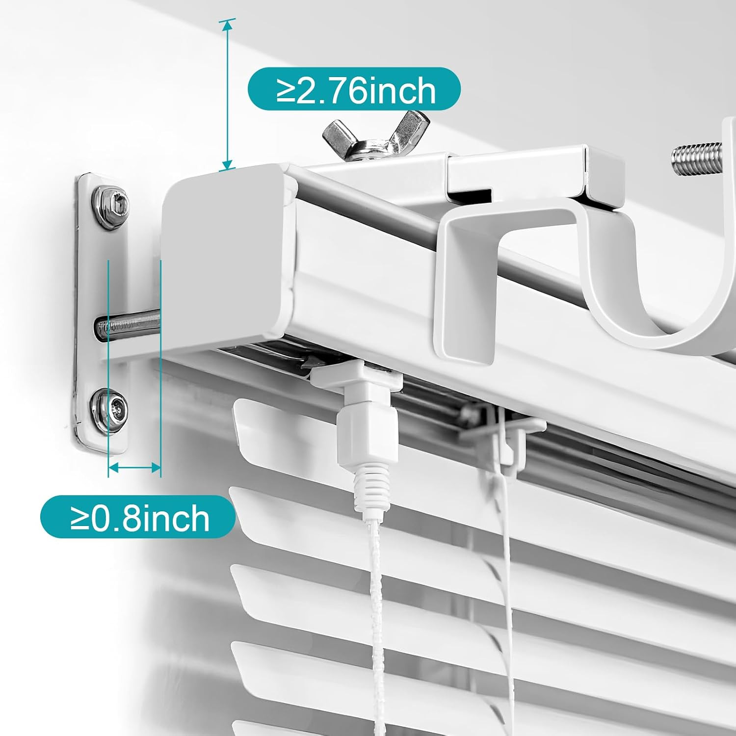 2 Pack Adjustable Curtain Rod Bracket Attachment for outside Mounted Blinds,Fit