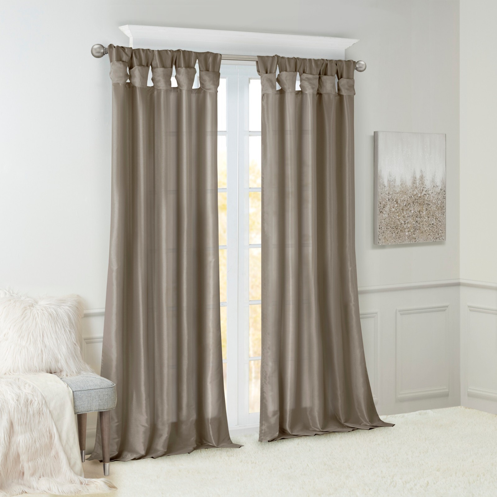 Madison Park Emilia Twist Tab Lined Window Curtain Panel 50×108 50×84 50×95