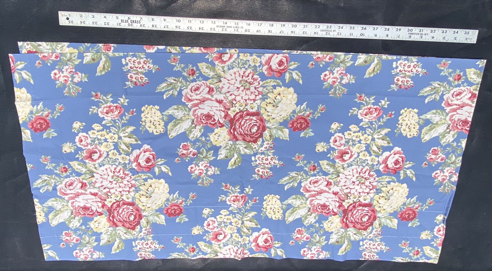 Eddie Bauer Blue Roses Valance Cotton Floral 82” Shabby Chic Multi Colored VGC