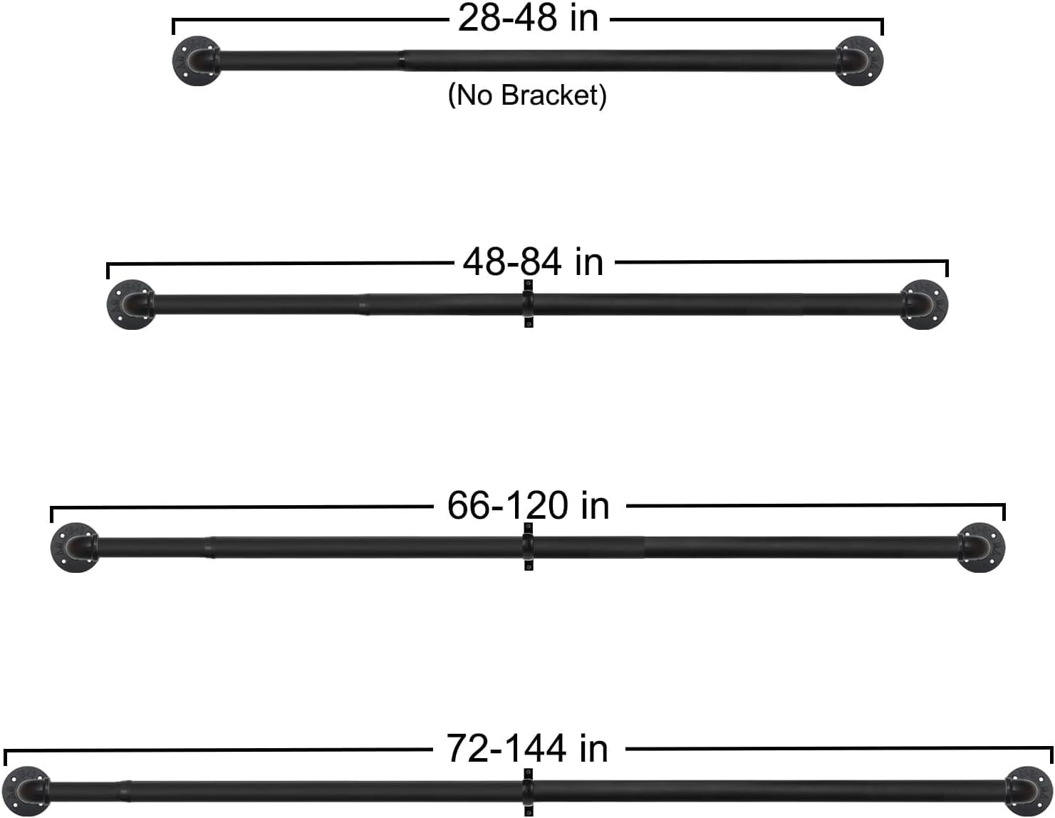 Refrze 2 Pack Curtain Rods Windows 72 144 Inch Industrial Curtain Rods Wrap
