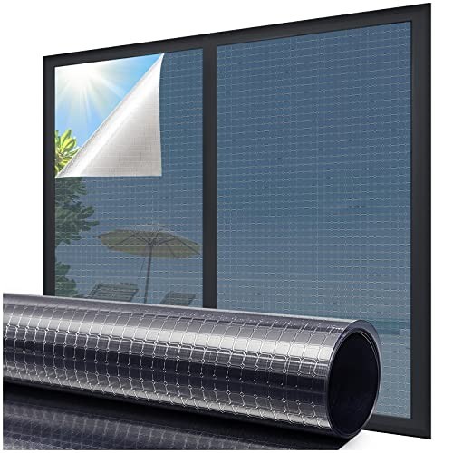 (3 Pack) One Way Privacy Window Film Blue Vinyl Static Cling 17.5 x 78.7 Inch