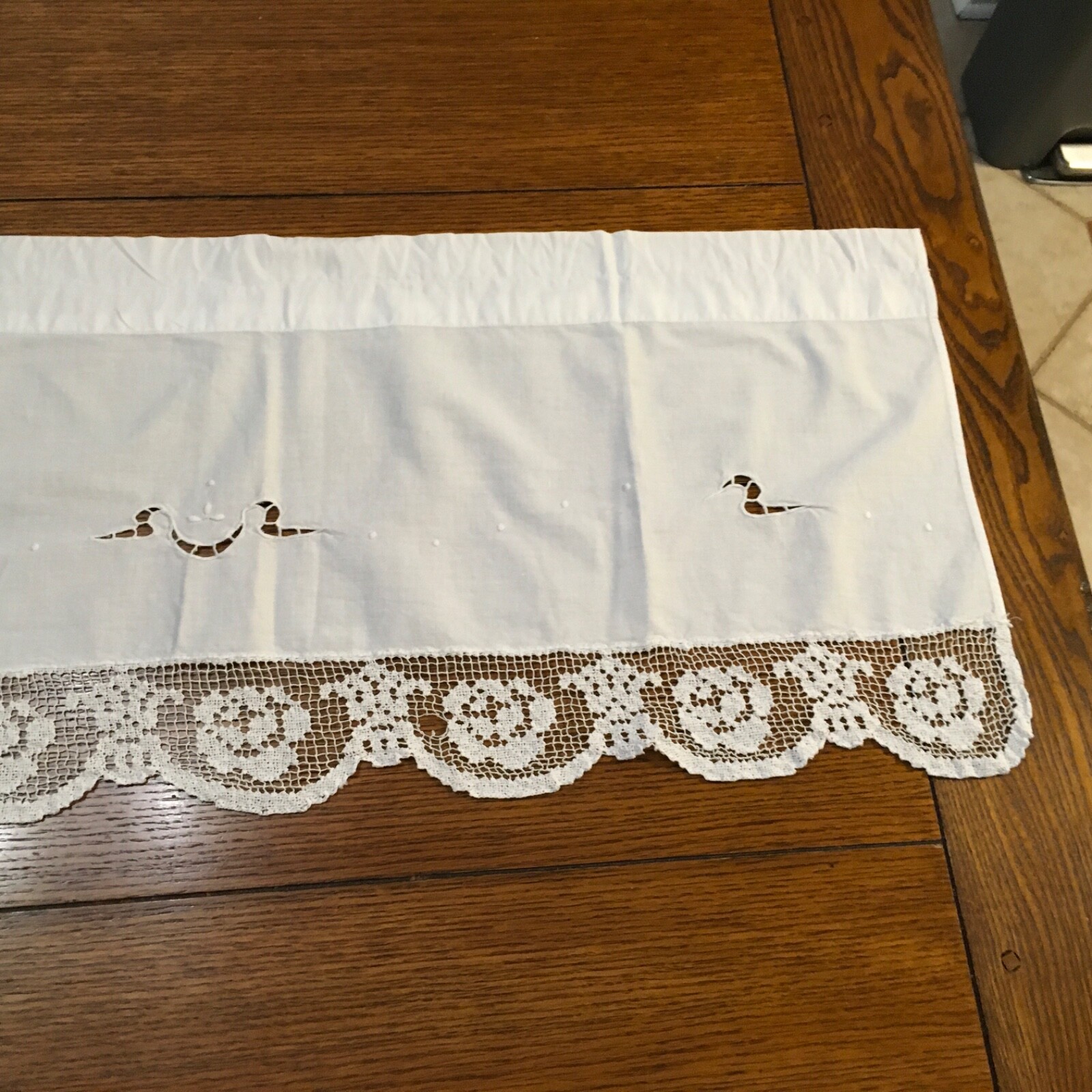 Battenburg Lace Window Valance 64×13 vintage