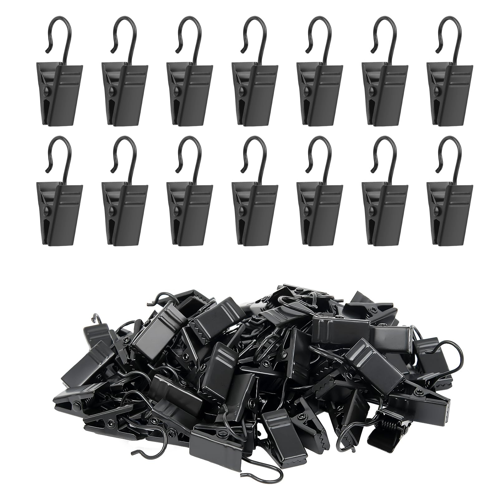 Manysky Curtain Clips Hooks, 100 Pack Stainless Iron Drapery Hooks Clips for …